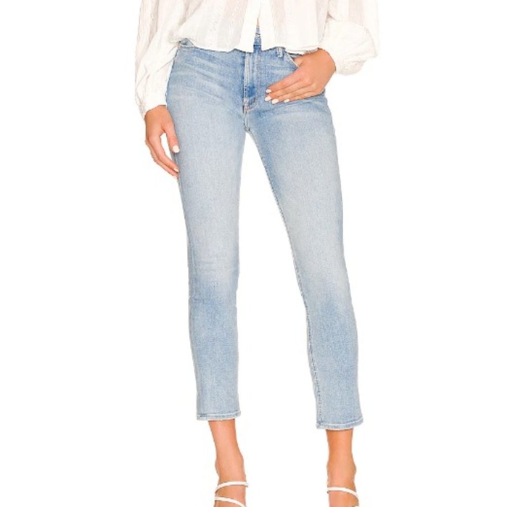 NWOT MOTHER women's The Mid Rise Dazzler Flood Jeans sweet petals size 25